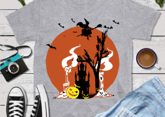 Halloween horror and creepy t-shirt design with full moon silhouettes. happy halloween svg, day of the dead vector, happy halloween cut file, happy halloween vector digital download file. silhouette halloween