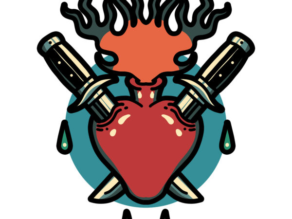 Heart and knife graphic t shirt
