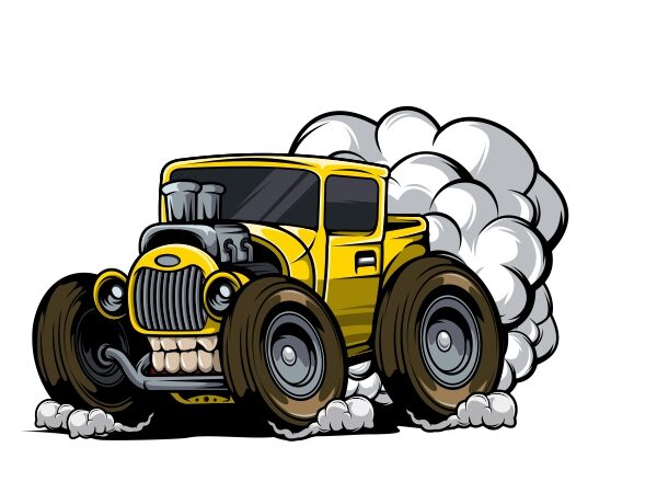 Classic hotrod with hexhaust fumes t-shirt design