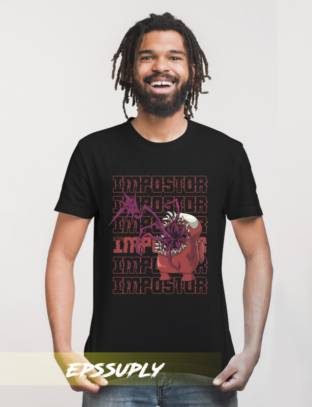 IMPOSTOR AMONG US RED AND BLUE TSHIRT DESIGN