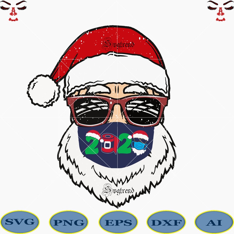 Download Santa in sunglasses wearing mask svg, santa claus mask svg ...