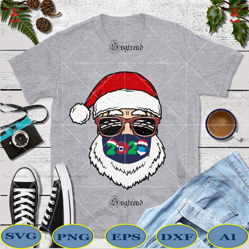 Download Santa in sunglasses wearing mask svg, santa claus mask svg ...