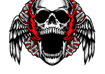 flying skull t shirt graphic design