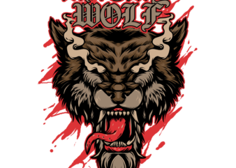 angry wolf t shirt vector
