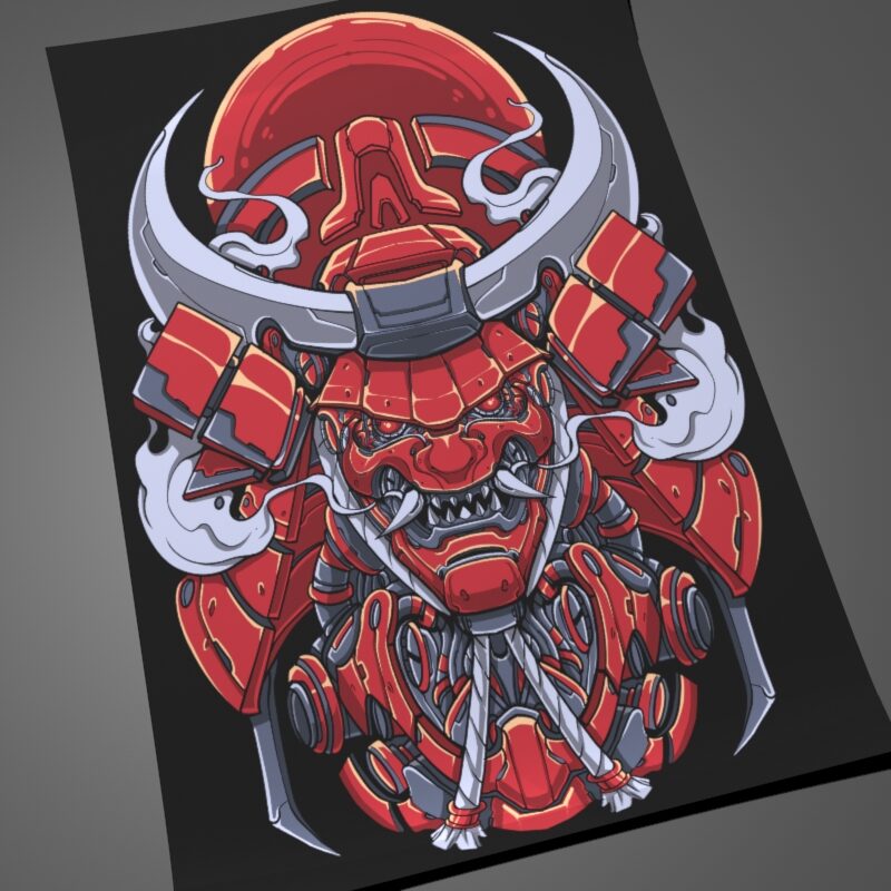 samurai mecha war tshirt design