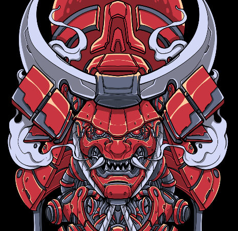 Samurai mecha war tshirt design