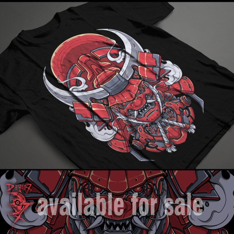 samurai mecha war tshirt design