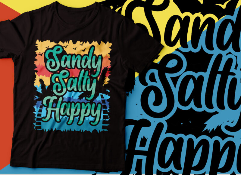 sandy salty happy beach t-shirt design| beach party design | sand and salt