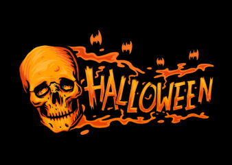 Skull with halloween type t shirt template vector
