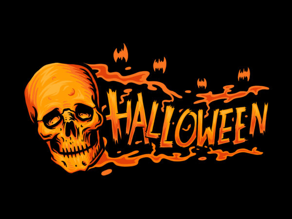 Skull with halloween type t shirt template vector