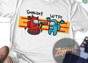 Suprise impostor with gun among us tshirt design