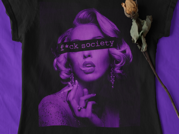 Fuck society marilyn monroe smoking t-shirt design – trending – free t-shirt mockup included