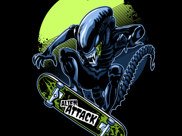 Alien attack t shirt vector