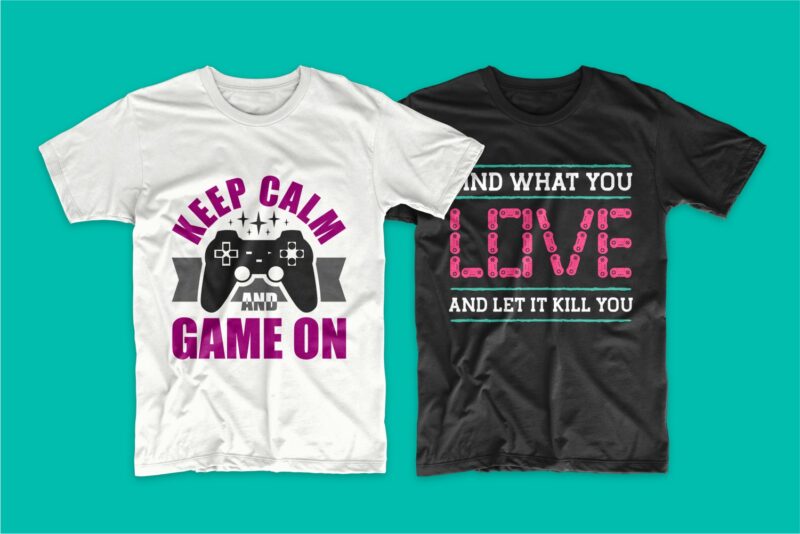 Gaming Gamer T-shirt Design Vector Bundle Sublimation, Gaming T-shirt Designs Bundle SVG PNG PSD, T shirt Design Bundle for Commercial Use
