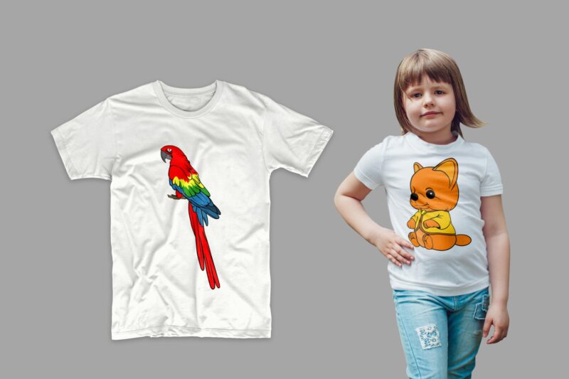 t-shirt vector 50 Animals Bundle T-shirt Designs Bundle, Cute Animal Illustration, Vector Cartoon bundle