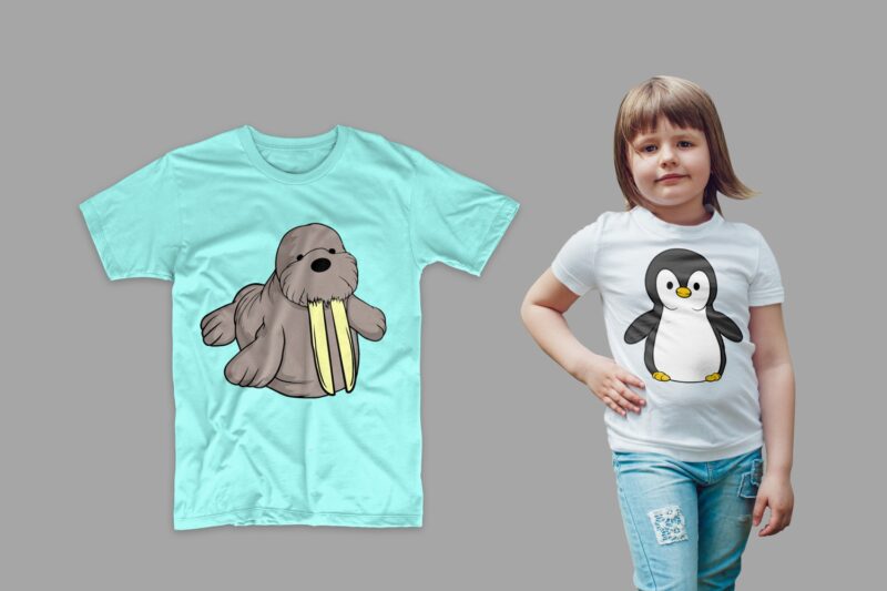 Animals Cartoon Bundle T-shirt Design Vector Illustration. Animal T shirt Designs Bundles, Cute Animal Tee Shirts Pack Collection SVG PNG PSD