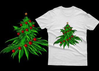 Weed Christmas Tree cannabis marijuana 100% Vector