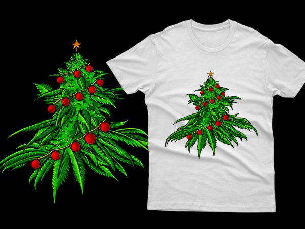 Weed christmas tree cannabis marijuana 100% vector