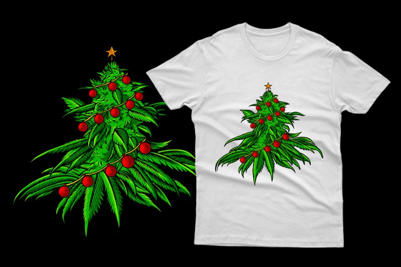 Weed Christmas Tree cannabis marijuana 100% Vector
