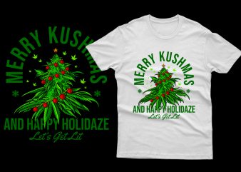 Editable Merry Kushmas Indica Weed Cannabis Marijuana Parody 100% Vector
