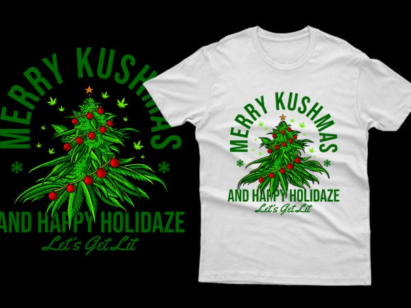 Editable merry kushmas indica weed cannabis marijuana parody 100% vector