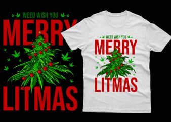 Editable Merrt Litmas weed cannabis marijuana 100% Vector