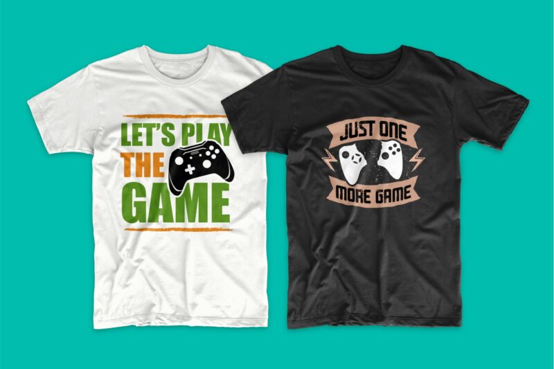 Gaming Gamer T-shirt Design Vector Bundle Sublimation, Gaming T-shirt Designs Bundle SVG PNG PSD, T shirt Design Bundle for Commercial Use