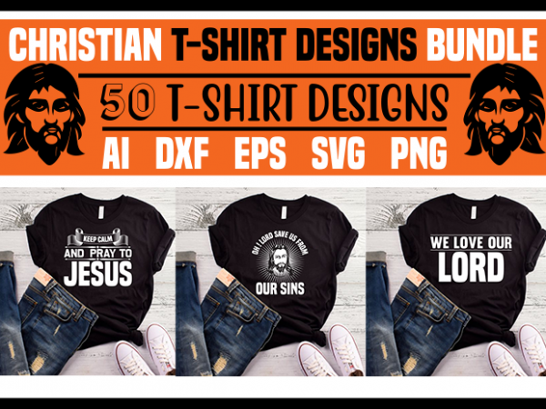 50 best selling christian t-shirt designs bundle for commercial use