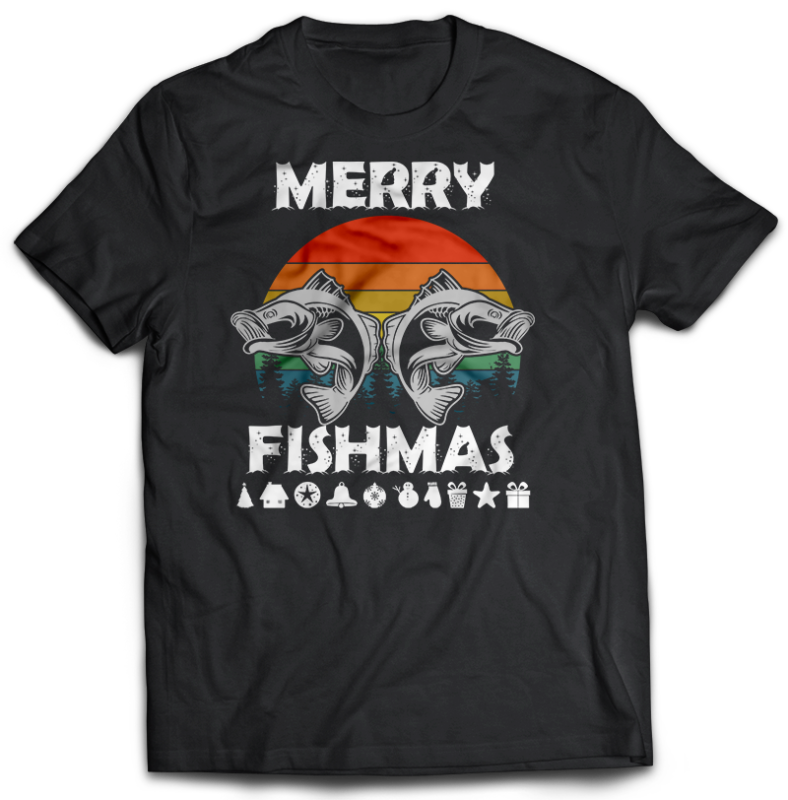 162 Fishing template and christmas Bundles tshirt design psd file editable text png transparent