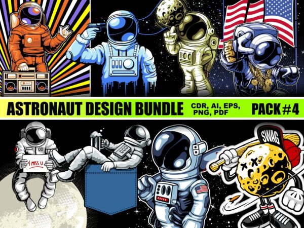 Astronaut t-shirt designs bundle part 4