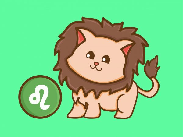Cute leo zodiac cat character t-shirt design