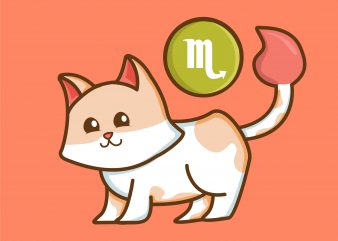 Cute Scorpio Zodiac Cat Character T-shirt Design