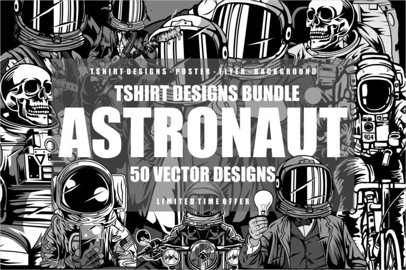 50 Astronaut Tshirt Designs Bundle