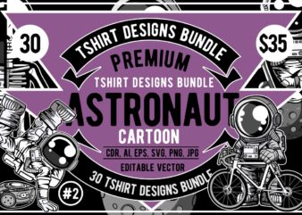30 Astronaut Cartoon Designs Bundle #2