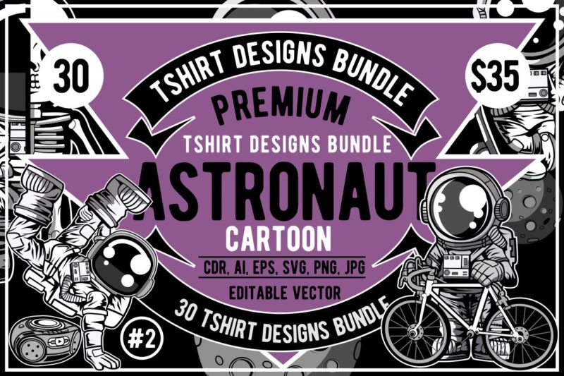 30 Astronaut Cartoon Designs Bundle #2