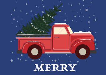 Merry Christmas A car with a Christmas tree t shirt designs for sale