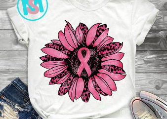 Leopard Sunflower Ribbon Breast Cancer Awareness PNG, Cancer PNG, Autism PNG, Digital Download t shirt vector graphic