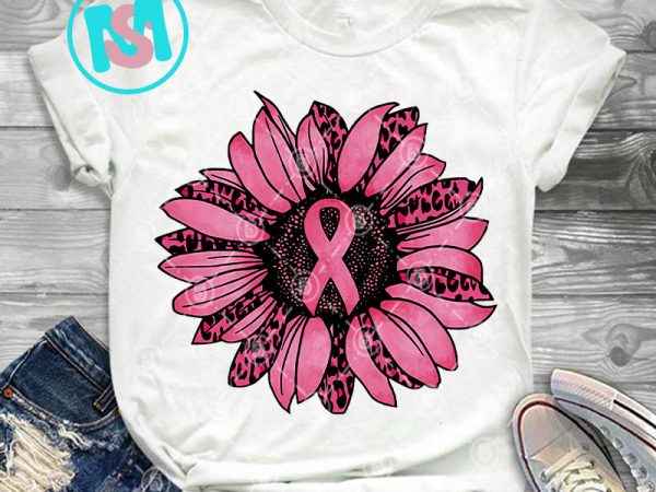 Leopard sunflower ribbon breast cancer awareness png, cancer png, autism png, digital download t shirt vector graphic