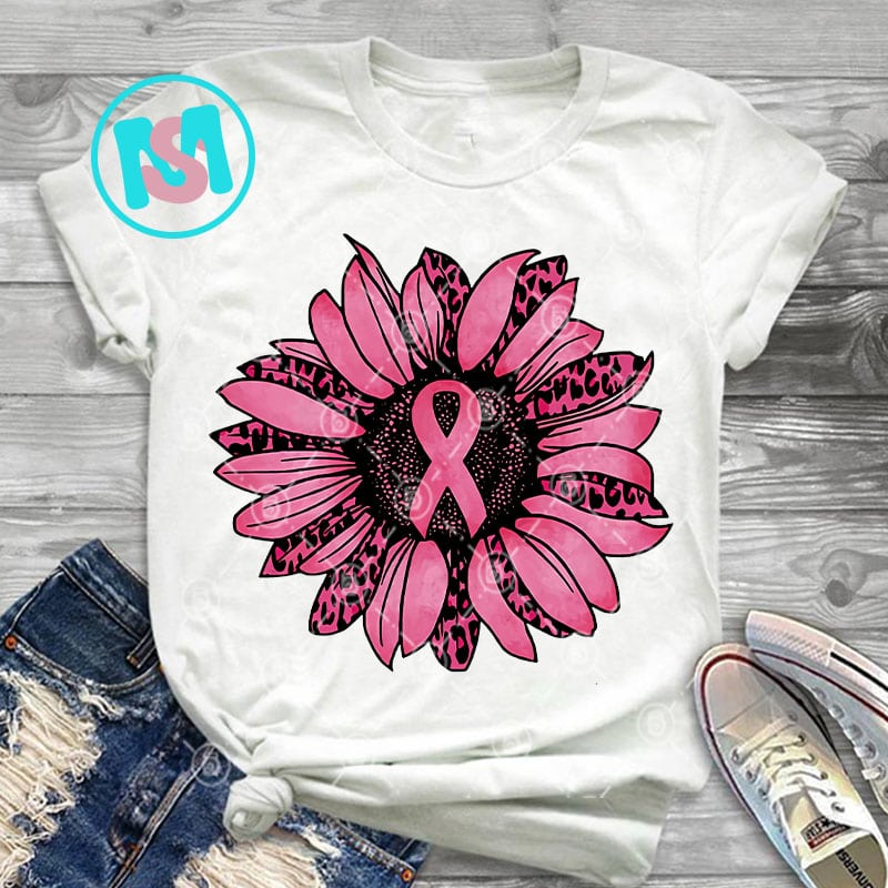 Leopard Sunflower Ribbon Breast Cancer Awareness PNG, Cancer PNG, Autism PNG, Digital Download