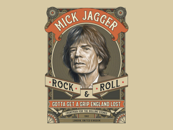 Mick jagger rock n roll t shirt designs for sale