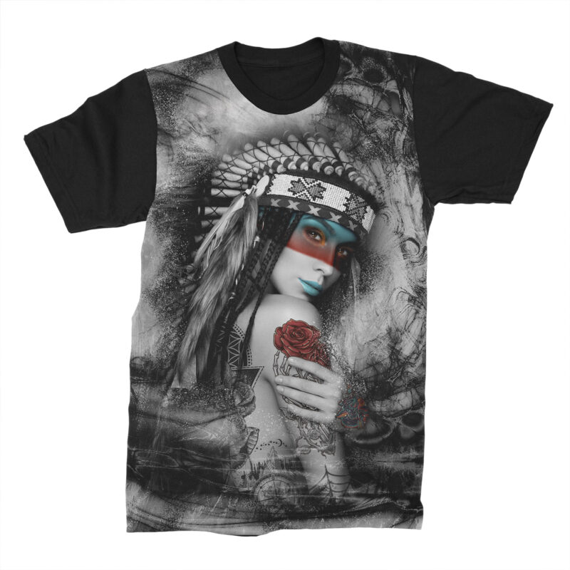 American Indian Girl Nebula - Camiseta Graphic Técnica de transferência por sublimação