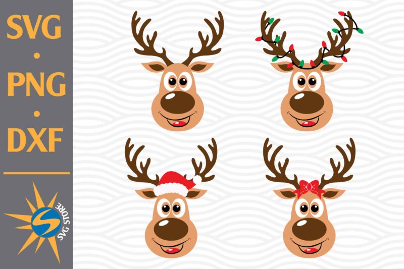 Reindeer Head SVG, PNG, DXF Digital Files Include