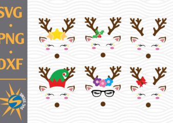 Reindeer Face SVG, PNG, DXF Digital Files Include