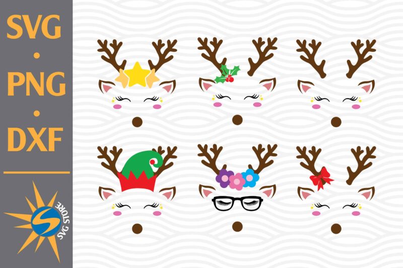 Reindeer Face SVG, PNG, DXF Digital Files Include