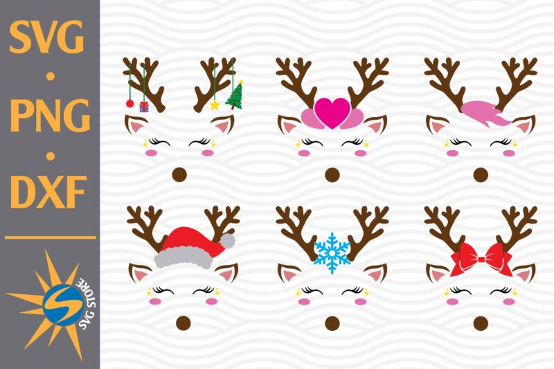 Reindeer Face SVG, PNG, DXF Digital Files Include