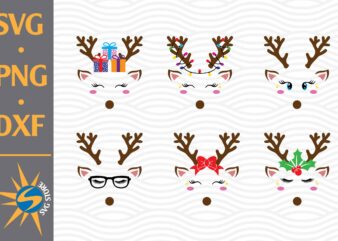 Reindeer Face SVG, PNG, DXF Digital Files Include