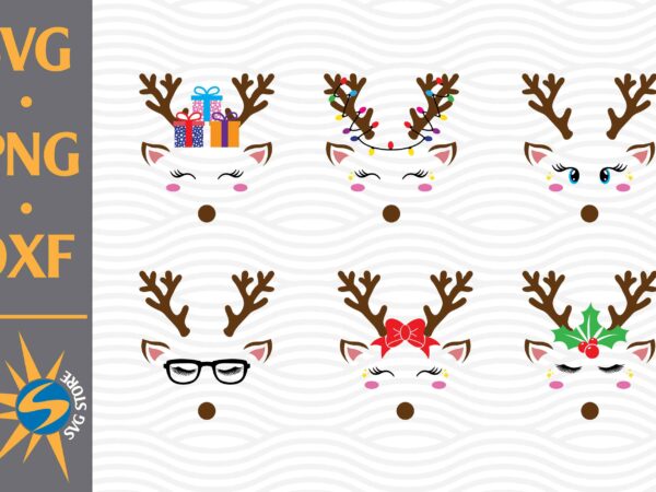 Reindeer face svg, png, dxf digital files include t shirt design online