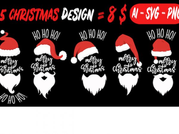 Five christmas design-santa claus
