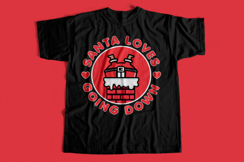 Santa Loves Going Down T-Shirt design for sale – Funny T-Shirt design