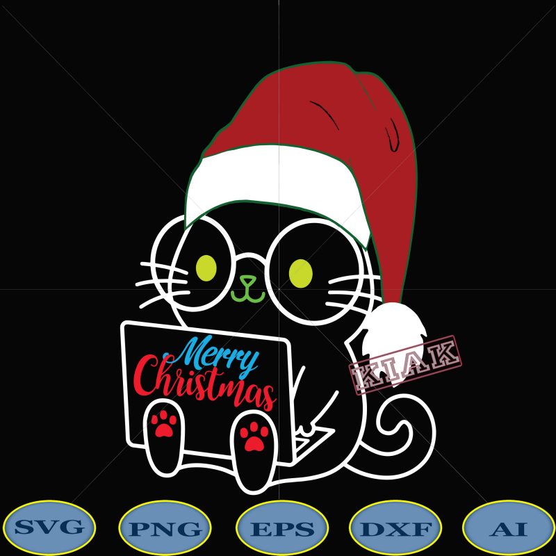 Christmas in cat with glasses vector, Cat logo, cat nerd vector, kitten vector, nerd cat svg, cat with glasses svg, cat cute svg, kitty svg, kitten svg, pet face svg